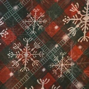 Festive burnt red and Green scarf  with snowflakes